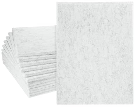 QUARKZMAN 12pcs Panneaux Acoustique Auto-Adhésif Mural 40.6x30.48x0.9cm, Panneau Insonorisant Rectangulaire Feutre Anti-Bruit Haute Densité Pads Décoration Maison Acoustique, Gris Argenté