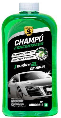 SPSIL Champú Concentrado para Coche Limpieza Profunda con Espuma Activa Lavado Seguro pH Neutro para Pintura y Brillo Elimina Suciedad e Insectos Apto para Moto y Vehículos NOTAS DE HIERBAS 1000ML