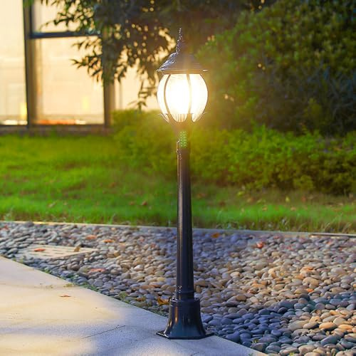 YVAMNAD Lámpara De Camino Paisajística con Pantalla De Vidrio, Cableada, para Exteriores, Impermeable, Bolardo, Moderna, E26, para Patio, Césped, Jardín, Pasarela Comercial.