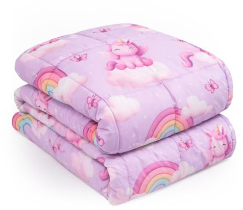 OHS Unicorn Weighted Blanket, Reversible 3kg Super Soft Weighted Blanket Adult Sleep Therapy Stress Anxiety Relief for Adults, Lilac - 100x150cm (Disclaimer: Only suitable for age 3+years)