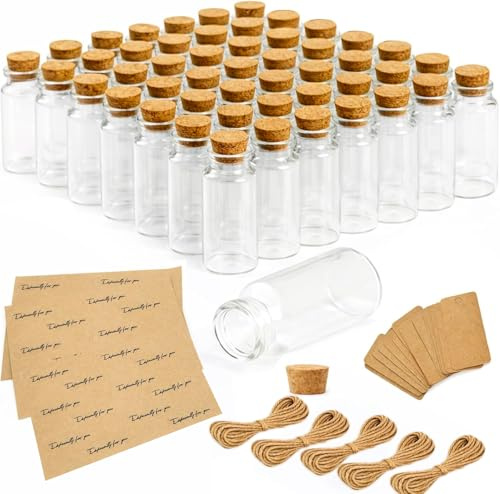 Otopone 50 Pcs 25ml Potion Bottles, Small Glass Jars with Lids | Spell Jars for DIY Crafts, Wedding Favors and Storage,Transparent Small Glass Bottles