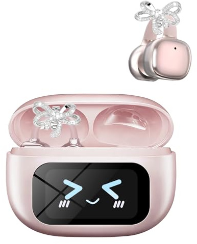 PTHTECHUS Open Ear Kopfhörer, Open-Ear-Clip Kabellose Kopfhörer mit Intelligenter Touchscreen, IPX5 Bluetooth 5.4 Clip On Kopfhörer, 3,7g Buds, Geräuschunterdrückung bei Anrufen, 65 Std Laufzeit