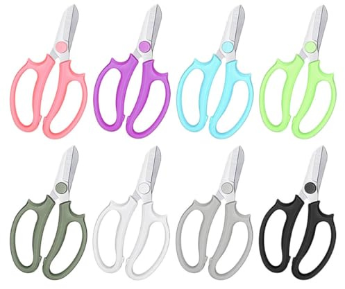 BIUDECO Ciseaux de Jardin Professionnels 8 Pièces Couleurs Assorties, Sécateur à Branches Fruitières, Outil de Jardinage Polyvalent pour Élagage, Cueillette de Fruits et Coupe de Fleurs