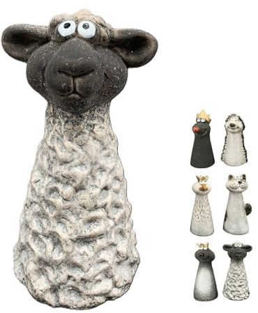 NETPROSHOP Dekorative Zaunfigur Niedliche Tiere aus Keramik Zaunhocker Höhe ca. 22 cm, Farbe:Schaf