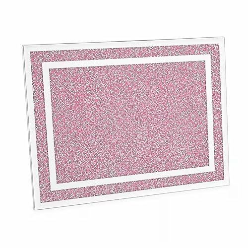 Pink Crushed Diamond Glass Chopping Board 40 x 30 cm – Heat Resistant Worktop Saver & Kitchen Counter Protector, Non-Slip Decorative Glass Cutting Board
