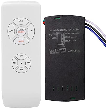 85-265V Universal Wireless Ceiling Fan Remote Control kit with 3 Speeds & 4 Timer (1/2/4/8H), Fan Lamp Controller With Receiver Replacement for Living Room