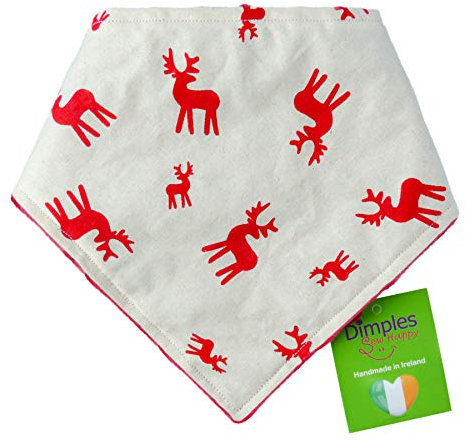 Dimples Hundehalstuch - Weihnachten Rentiere Hirsche Halstuch, Bandana, Dreieckstuch für Hunde Welpen und Katzen - Tier Geschenk - Handgemachtes Accessoire 30cm