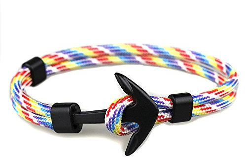 EXINOX Bracelet Nautique | Homme Femme | Nautique Édition | Paracord Ancre Marine (arc en ciel)