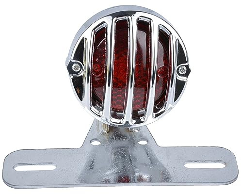 NATGIC Feu Arrière de Moto, 12V Feu de Freinage Universel pour Moto Feu Arrière de Style Rétro Rétro avec Support de Plaque d'immatriculation pour Motos et Vélos Modifiés - Argent