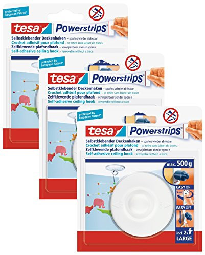 tesa Powerstrips Deckenhaken Bis 0,5kg 3 Haken
