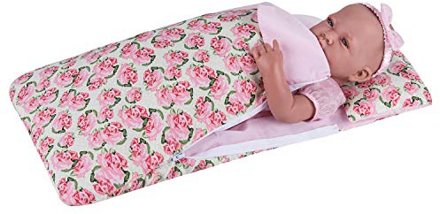 Rakki Dolli Baby Doll Sleeping Bag Set Sweet Dream Bed Dolls Sleepover Bag with Side Zipper (Pink Rose)