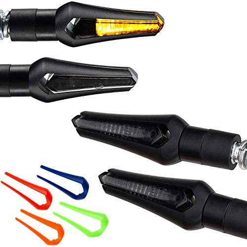 4 x LED miniblinker fodral svart tonad med färgglada mössor 2 par