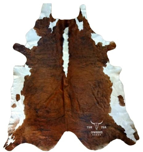 Premium Cowhide Rug | 6x6 ft | Dark Brindle Tricolor | Natural & Unique | Modern Luxury Decor
