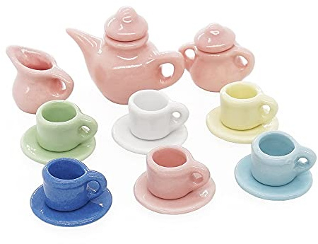 Odoria Miniature 1/12 Service a Thé en Porcelaine 15Pcs Accessoire Maison de Poupée