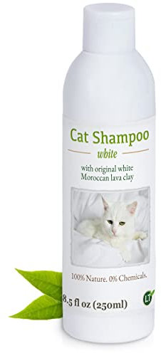 LT-Naturprodukte Bio-Katzenshampoo für weißes Fell | hypoallergen mit Weißer Lavaerde | gegen Juckreiz | seifenfreies Katzenfellpflegeprodukt 250ml
