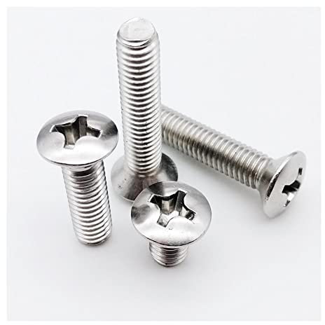 ZZTWER 10/50pcs M2 M2.5 M3 M4 M5 M6 GB820 DIN966 A2-70 304 Stainless Steel Cross Raised Countersunk Head Half Oval Screw Bolt screw (Length : 45mm, Size : 10pcs M4)
