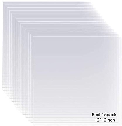 Paquete de 15 hojas de mylar de 6 mil, 12 x 12 pulgadas, material transparente de PET en blanco, haz tu propia plantilla compatible con corte de vinilo