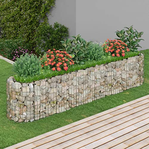 ZEYUAN Gabionen-Hochbeet, Kräuterspirale, Hochbeet Im Garten, Pflanzkübel, Pflanzsteine, Verzinktes Eisen 260x50x50 cm