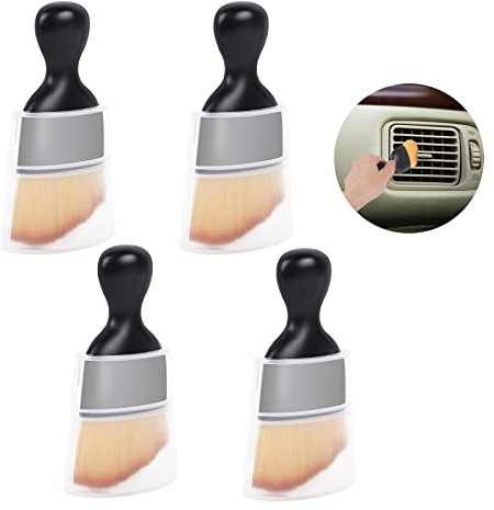 Nicola Car Interior Cleaning Soft Brush, 4 Pcs Soft Bristle Detail Brush Set, Auto Detailing Brush, Auto Dash Duster Brush, Car Dusting Brush Tool for Automovie Air Conditioner, Vents