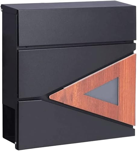 Wandmontierter Briefkasten mit abschließbarem Briefkasten, große Kapazität, Metall-montierter Briefkasten, einfacher Briefkasten for Zuhause, Villa, Briefkästen, Heimdekoration (Color : Black)