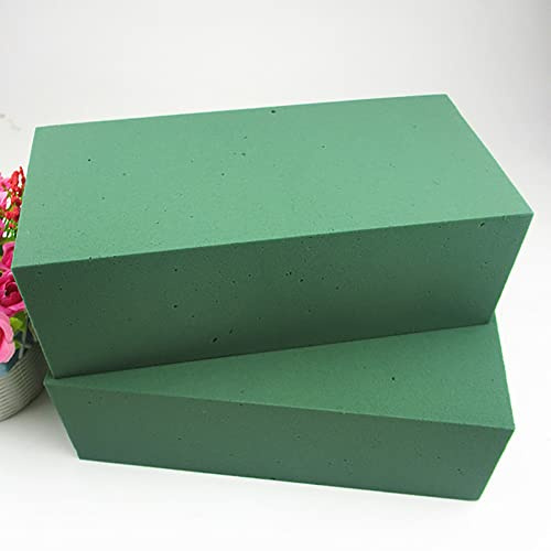 Duqulle 2 Stück Steckschaum-Blöcke, Nasse Steckschaum-Blöcke Für Frischen Blumenstrauß, Rechteckiger Grüner Blumen-Schwammblock, Blumenarrangement-Set, Hochzeit, Gang, Blumen