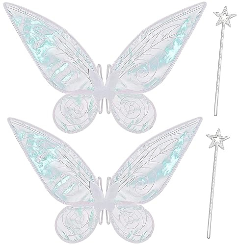 Goenb 2 Paar Feenflügel Erwachsene Feenflügel Kinder, Feen Flügel Damen Erwachsen Fasching Kostüm Fairy Wings für Karneval Geburtstag Halloween Weihnachten Rollenspiele Comic Con Themed Party