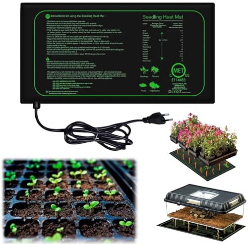 Heizmatte Pflanzen, 21W Heizmatte mit Thermostat, 20,75x10 Zoll Wärmematte, Heating Mat, zur Germination und Temperatur-Regulierung, Schnelle Erwärmung, Sicher und Langlebig