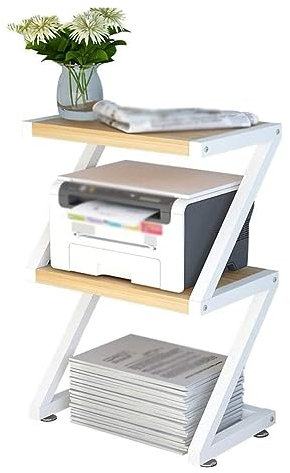 IRYZE Druckertisch 3-stufiger Druckerständer Aus Holz Und Metall Mit Festem Rahmen Für Den Büro-Desktop, Faxgerät, Scannerregal, Desktop-Aufbewahrungsregal Drucker Regal Drucker Ständer