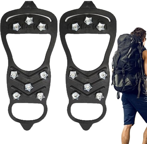 Ice Cleats, Snow Spikes for Shoes, Non-Slip Gripper Spikes for Shoes Men Women, Snow Traction Cleats for Walking Climbing