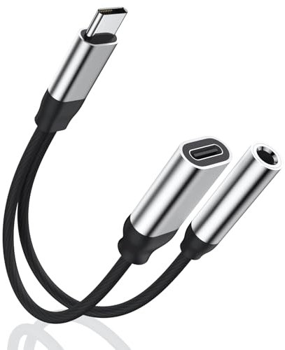 Adattatore USB C a Jack per Cuffie 3.5 mm [2 in 1] USB C a 3,5 mm Jack auricolare Aux Audio Cavo e Ricarica Convertitore compatibile con iPhone 15/15Pro/Samsung S24/S23/S22/S21/S20, iPad, Pixel 7/6/5
