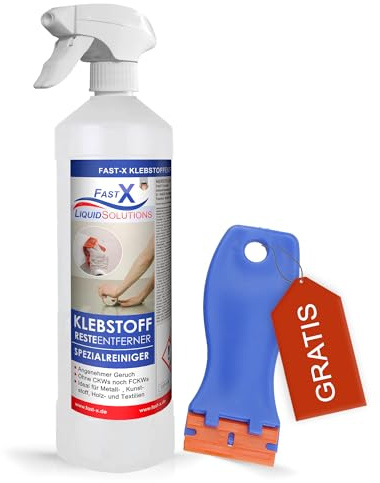 FASTX LIQUIDSOLUTIONS Klebstoffentferner – Effektiver Kleberentferner und Etikettenlöser für mühelose Reinigung von Kleberesten (1000ml)