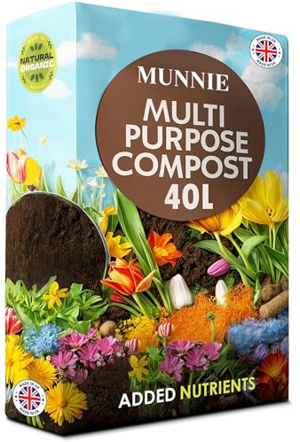 Munnie 40L Multi-Purpose Compost Soil Bag – Eco-Friendly Seed Compost for Outdoor Plants – Nutrient-Rich Potting Mix for Garden, Indoor Use, Houseplants, Pots, and Seed Starting