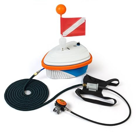 DGLUYUDV Tauchventilator, unterstützt 2 Taucher, wiederaufladbares Tauchtank, wasserdichter Luftkompressor mit 15 m langem Schlauch, Tauchsystem für Freizeit-Tauchen, Angeln, 10H (einzeln)
