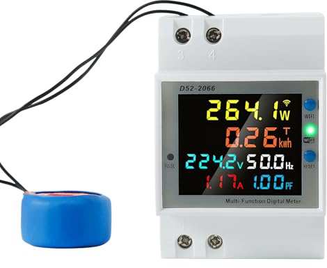 6 In 1 Wifi Smart Stromzähler, Verkabelung Frei Ct Strominduktion Einphasig Digital Kwh Monitor Din Rail Energiezähler AC 40-300V 0-100A (Externer CT)