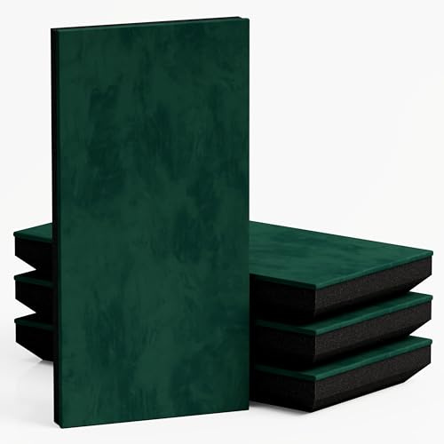 4er-Pack – Schmale Akustik-Samtstoffpaneel CINEMATIC-mini mit Befestigungsset | Dekorative Schallabsorber-Paneel | Schalldämmung - Akustikoptimierung | Farbe: [N-Panel 50x25x5cm | Grün]