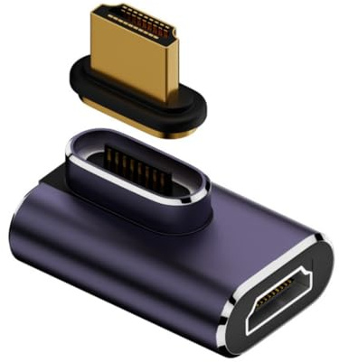 chenyang HDMI 2.1 Magnetanschluss, HDMI Stecker auf Buchse 90 Grad rechtwinklig 8K@60Hz 4K@120Hz 48Gbps Hochgeschwindigkeits Gender Change Adapter vergoldet