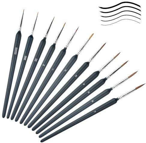 Chiluxendo 11 Piezas Pinceles Pintura Acrilica, Miniaturas Profesional Finos, Acrilico para Oleo, Pincel Fino para Pintar por Números, Pinceles Modelismo para Líneas Finas (2 Juegos)