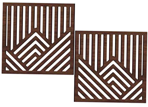 QUMIIRITY 2stücke Teiliges Holz-wandornament Bergen Design Abstraktes Hohles Wandpaneel Mit Geometrischer Linienstruktur Modernes Wohnzimmer Wanddekor Stabile Und Einfache Montage