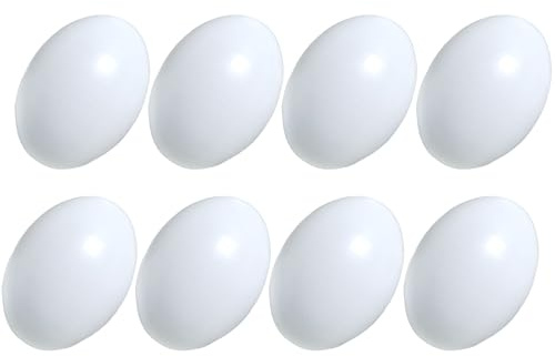 Azatemgo Holzei, künstliche Eier, Hühner-Eier, Schnuller, weiße Eier, helfen beim Legehennen, landwirtschaftliches Werkzeug, Geflügel, Schaufensterpuppe, Nesteier, 8 Stück