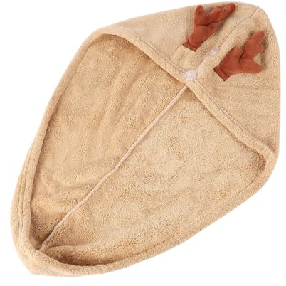 Happyyami Schnelltrocknende Korallenvlies Haartrockenkappe mit Geweihform aus Polyester und Nylon Absorbierend 65x25cm für Schnelles Trocknen der Haare im Bad