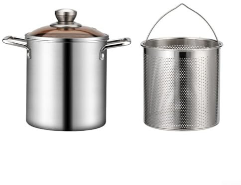 Pentola profonda in acciaio inox per cucinare patatine e verdure