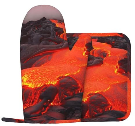 Lot de 2 gants de cuisine et maniques en silicone antidérapant - Résistants à la chaleur - Rouge