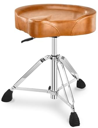 UPELLA Heavy Duty Drum Stool, Hydraulic Drum Throne, Ergonomic Memory Foam Drum Seat, Adjustable Drum Chair Anti-Slip Base, Drum Saddle Bench for Drummers Musicians(Brown)