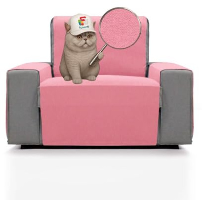 FAVERTI Cubre Sillón 1 Plaza o sillón Relax de 55 cm | Modelo Sax | Protector súper Fresco y Resistente para Mascotas, Hecho en españa con Material Reciclado | Protector sillón Rosa Pastel
