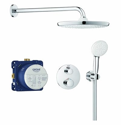 Grohe Grohtherm Convent. Concealed Comfortset M. Finish Round V. Inb. Shower Faucet Therm. + Smartbox M. Overhead Shower ?25Cm And Hand Shower Chrome 34872000