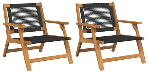 Owoxanthellate Gartenstuhl Set Schwarz 67 x 78 x 73 cm Akazienholz Massiv Modernes Design wetterfest Balkonstühle und Terrassenstühle für Garten Terrasse oder Balkon