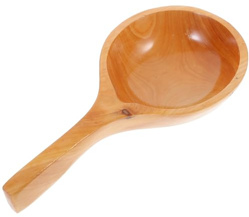 CATIEBYE Solid Wood Water Scoop Ladle for Bath and Kitchen, Large Capacity Pine Wood Handle, Versatile Household Wooden Water Dipper for Sauna and Bathroom Use