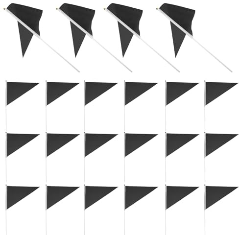 SUPVOX 30 Piccole Bandiere Portatili Nere su Bastone in Legno, Bandiere Triangolari Semplici da Sventolare a Mano per Eventi Sportivi, Raduni e Feste di Gruppo, Decorazioni