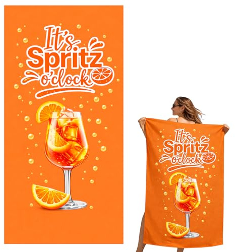 aperol geschenk,aperol handtuchStrandtuch ,Mikrofaser 140x70 cm mit Spritz Motiv, Leicht Schnelltrocknend Sandfrei Badetuch Sommer Handtuch Reise Pool Strand Zubehör Geschenk Idee für Frauen Männer Ur