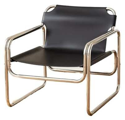 SLOQYNAPU Mittelalterliches Einsitzer-Sofa, luxuriöser, Aber dezenter Designer-Bauhaus-Loungesessel, eleganter, moderner Edelstahl-Sattelsitz, Ledersessel(C)